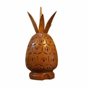 Vintage Monkeypod wood hand carved pineapple MCM